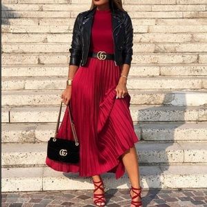 Zara pleated maroon dress size S